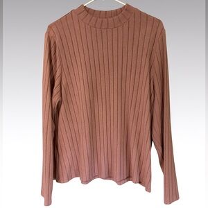 SHEIN Ribbed Knit Sweatshirt - Mauve